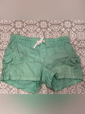 Basic Editions Girls Mint Green Cargo Shorts Size L (10/12) Like New
